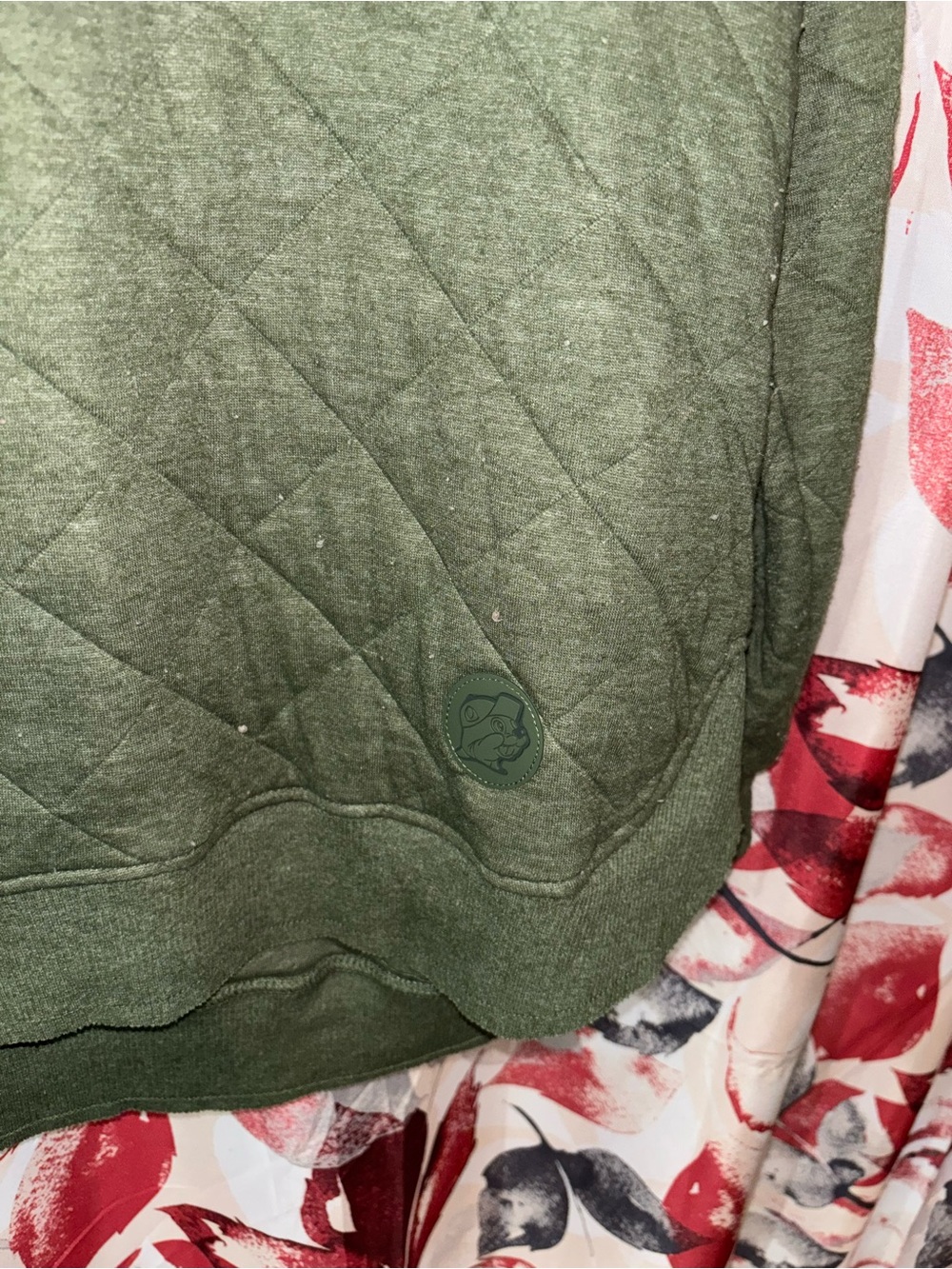 Quilted Crewneck Sweatshirt in Olive Green - Picture 2 of 4